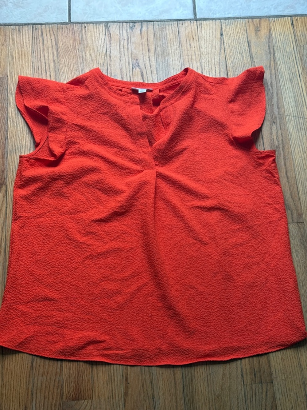 Calvin Klein Bright Orange Flutter Sleeve Blouse